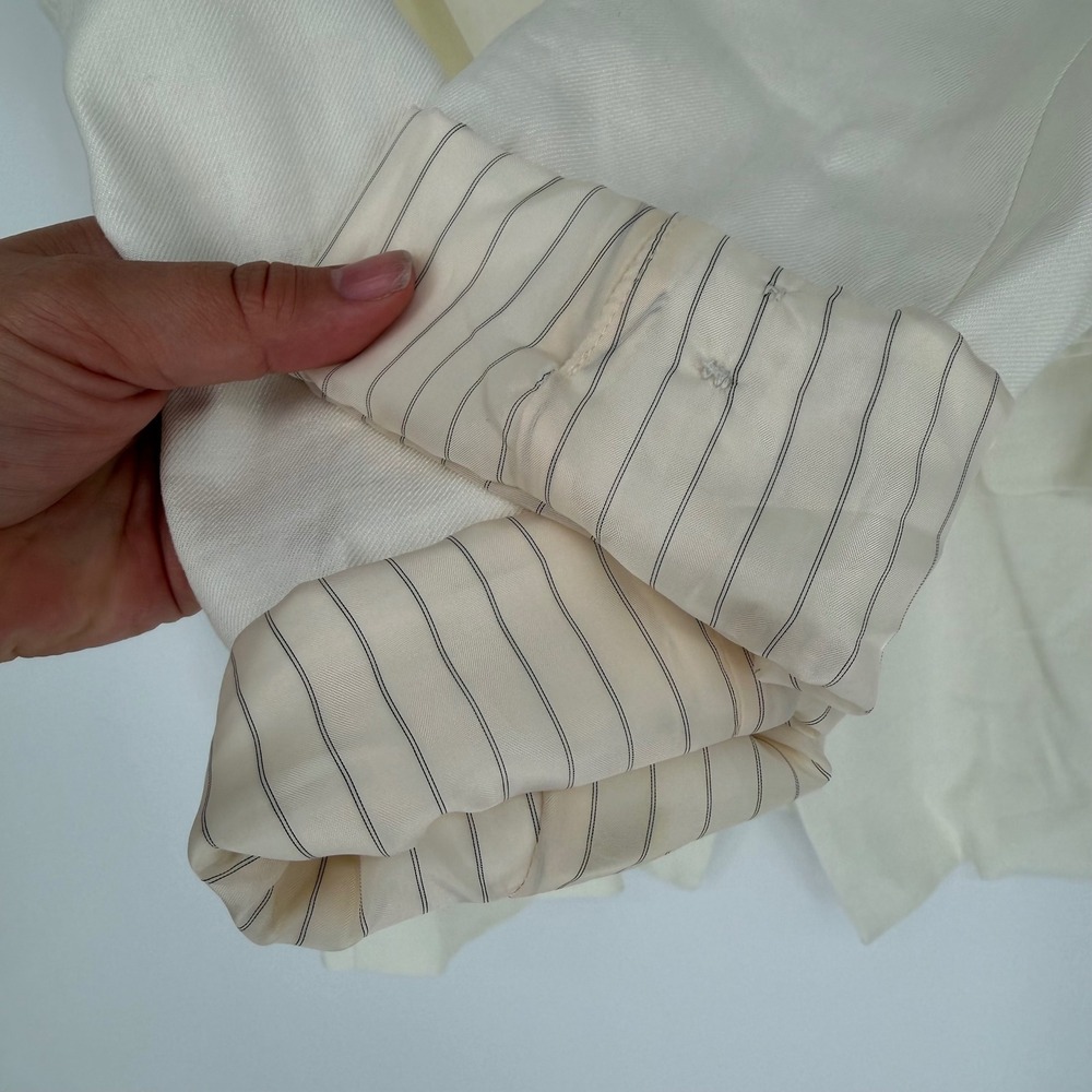 ANTHROPOLOGIE MAEVE LINEN BLEND BLAZER OFF-WHITE MEDIUM BUSINESS OFFICE WORKWEAR - Picture 7 of 13